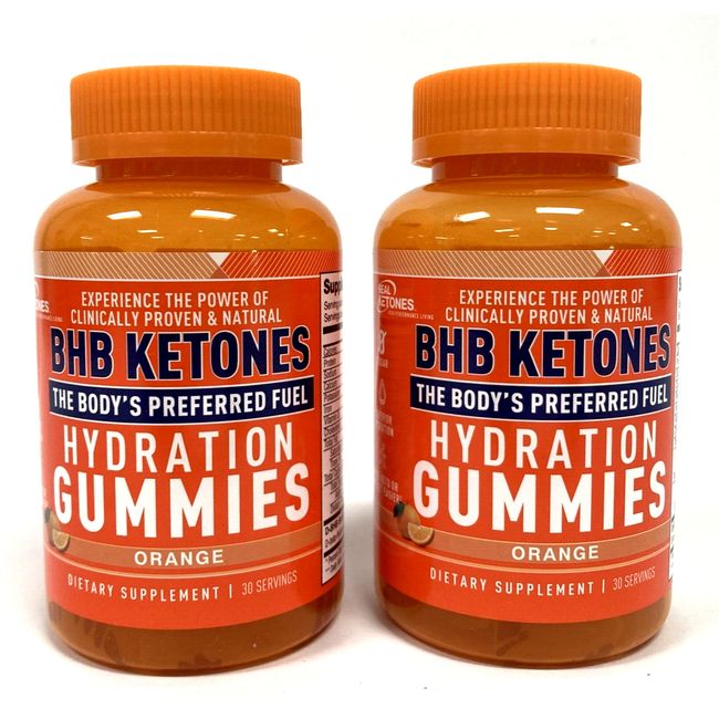 2 Bottles (30 count each) Real Ketones KETO Hydration Gummies ORANGE EXP 11/23