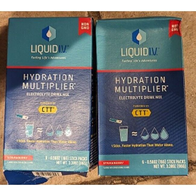 2 X Liquid IV Hydration Multiplier Strawberry 6 Sticks (12 total) 05/2025 Exp.