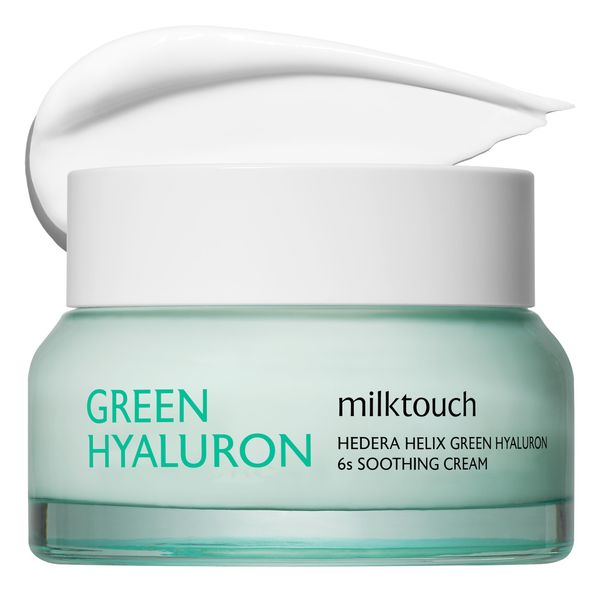 MILKTOUCH Green Hyaluron 6-Second Soothing Cream - Hydrating Gel Moisturizer for Sensitive, Dry, Oily Skin - Reduces Redness, Irritation, Fine Lines - Centella Asiatica & Hyaluronic Acid 1.69 Fl Oz