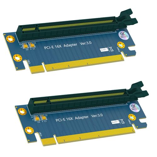 WLGQ PCIe X16 Riser Card, PCI Express 90 Degree GPU Extension Adapter, PCI-E Male to Female Slot Protection, 2 Pack