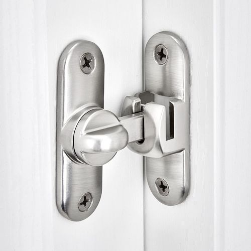 INIRET 2 Packs Silvery Barn Door Latches,90/180 Degree Gate Lock,Flip Gate Latches Hardware,Zinc Alloy Right Angle Door Lock Latch,Door Security Sliding Door Latch Lock for Cabinets,Bathroom.