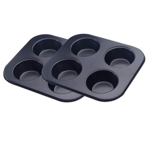 Muffin Pan, Non-Stick 4 Cup Bakeware Muffin Tin Cupcake Pan, Pack of 2, Carbon Steel