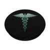 teal and gray Caduceus on Black Pattern PopSockets Swappable PopGrip
