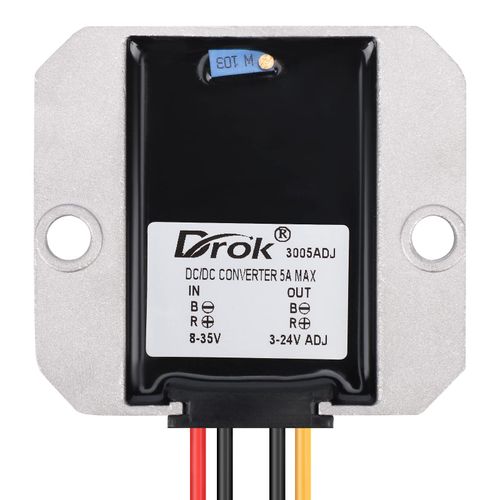 DROK Buck Module DC-DC 8-35V to 3-24V 5A Variable Converter 24V 12V 6V 5V Buck Power Supply Module Variable Converter