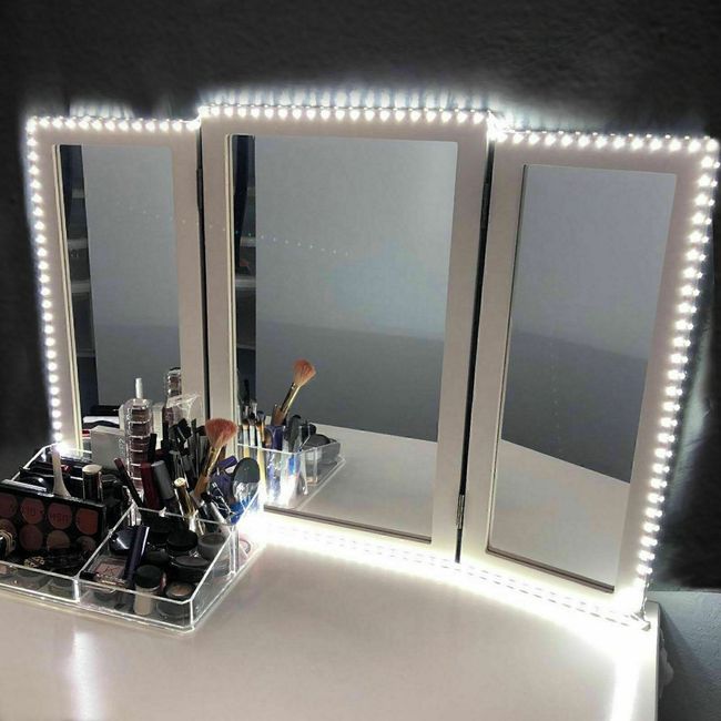 10FT White Dressing Mirror Lighted Cosmetic Makeup Vanity LED Light Remote Power