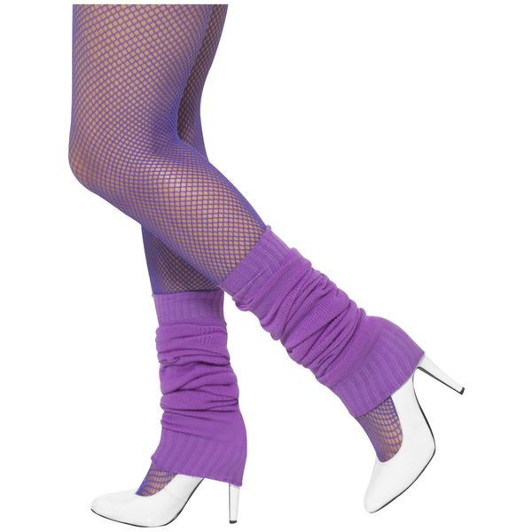 Smiffys Legwarmers, Purple , 1980's Fancy Dress, 1980s Dress Up Accessories