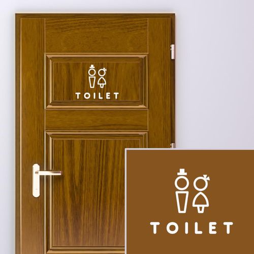 nicotto Room Sign, Door Sticker, Toilet, Sticker, Simple, Cute, Pictogram Style, Men, Women, Cut Letters, Cutting Sheet, 3.4 x 4.3 inches (8.6 x 11 cm), Outdoor, Indoor (White)