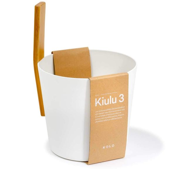 KOLO Sauna Bucket 3 + Ladle White + 2 x Brush/Sauna Bucket