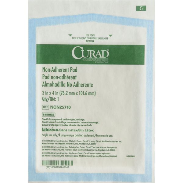 Curad Sterile Non-Adherent Pads (Pack of 100) for gentle wound dressing and absorption without sticking