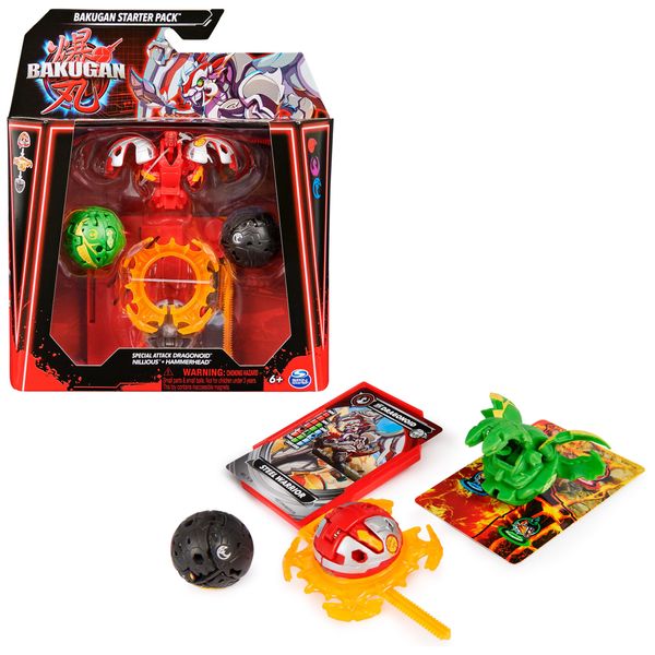 BAKUGAN Starter 3-Pack, Special Attack Dragonoid, Nillious, Hammerhead Customizable Spinning Action Figures and Trading Cards, Kids Toys for Boys and Girls s 6 and up