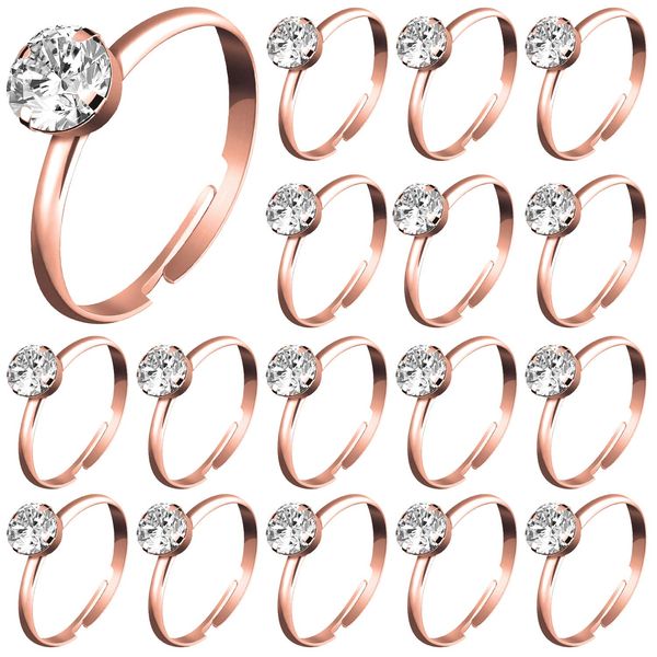 Whaline 72Pcs Diamond Rings, Adjustable Engagement Rings Rose Gold Wedding Decorations for Wedding Table Decorations, Bridal Shower Game and Party Favors