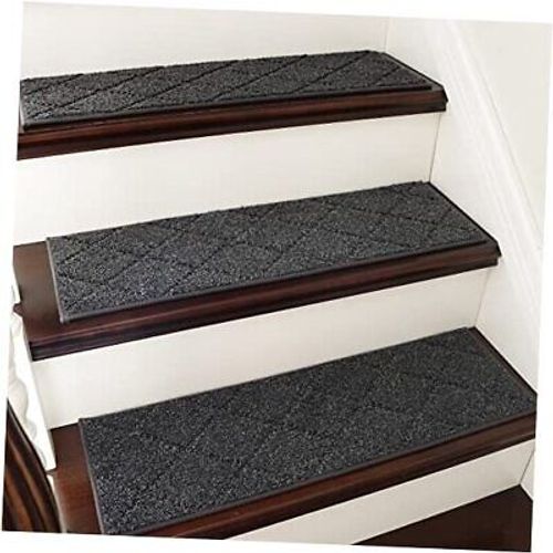 Edging Stair Treads Non-Slip Carpet Mat 28inX9in Indoor Stair 7pc Black