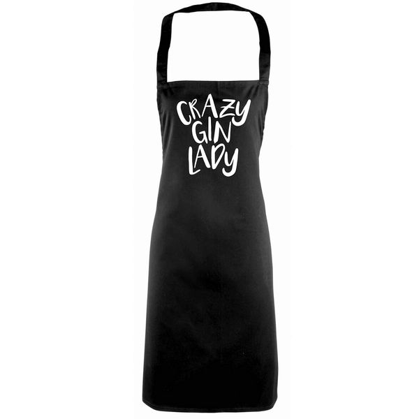 Flox Creative Full Length Black Apron Crazy Gin Lady