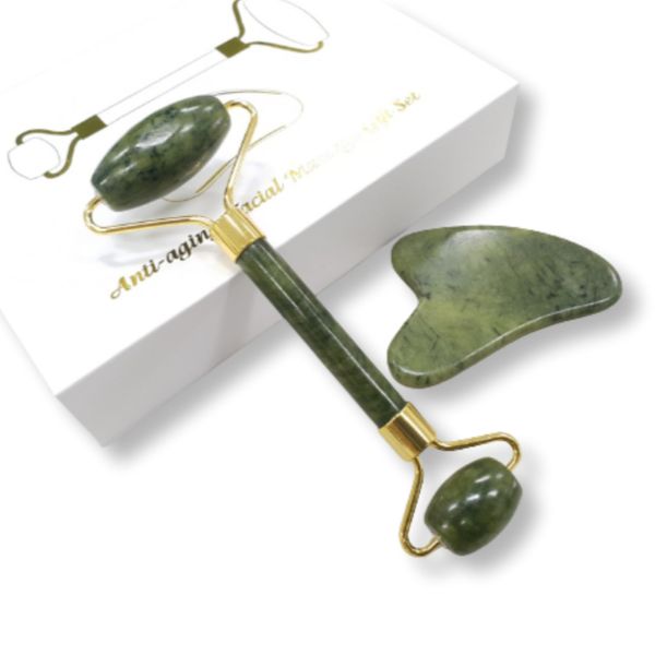 Onclick Jade Stone Massage Roller + Heart Gua Sha