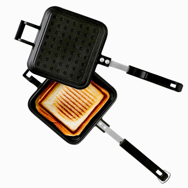 Iris Ohyama NGHS Hot Sandwich Maker, For Both Direct Flame and Induction Use, For Camping, For 1 Loaded Sandwich, Inside Press, Easy Care, Black, 6.2 x 15.4 x 1.9 inches (15.9 x 39 x 4.9 cm)