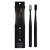 Moon Toothbrushes, Soft Bristle, White and Black Sleek Toothbrushes, 2 Pack
