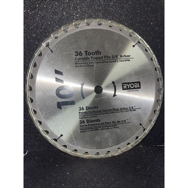 NEW RYOBI 10" carbide tipped fits 5/​8" Arbor 36 Tooth  Saw Blade 589401000