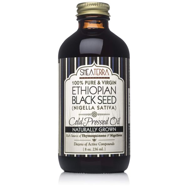 Shea Terra Ethiopian Black Seed Cold-Pressed Extra Virgin Oil | All Natural & Oil to Boost Immune System, Improve Hair Growth & Skin Tone, Manage Chronic Dry Skin, Eczema & More - 8 oz