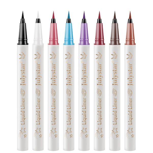 EnMart 8 Colori Color Pen Eyeliner, Liquid Eyeliner Pencil, Colorful Eye Liner Pen, Eyeliner Penna Colorato Liquido Mat, Makeup per Occhi, Lunga Durata, Impermeabile