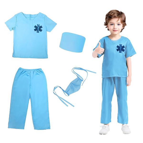 XXLOG Doctor Costume for Kids Nurse Scrubs with Accessories Cosplay Halloween Costumes L