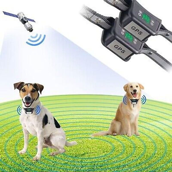 JustPet Wireless Dog Fence GPS Pet Containment System W/ 2 Rechargeable Collar