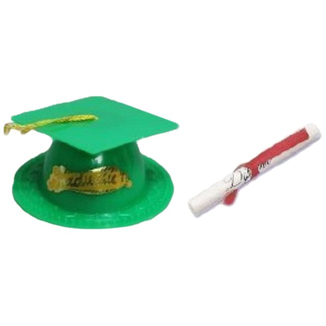 Oasis Supply Graduation Cap Cake Topper with Diploma, Green