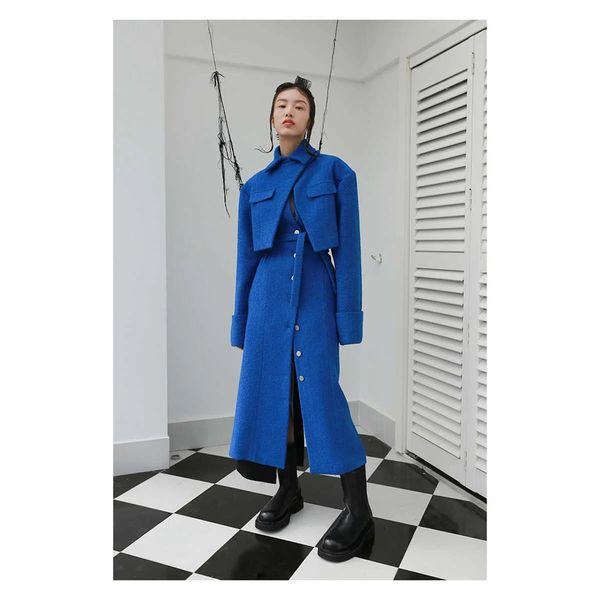 Murdapuah Layered Trench Coat - Blue / L