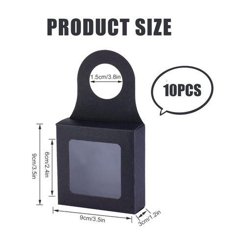 10pcs Wine Bottle Box with Visible Window for Red Wine Bottles, Brown Paper Wine Bottle Hanger Favor Hanging Foldable Gift Boxes Gift Tags for Wedding Festival Party Birthday (Black)