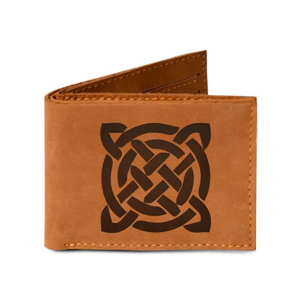 Men's Celtic Circle Tattoo -8 Handmade Genuine Pull-up Leather Wallet MHLT_03