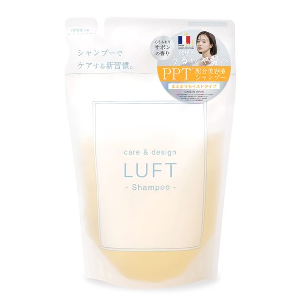 LUFT Care & Design Shampoo, Refill, 14.2 fl oz (410 ml), Moisturizing Moist Type, Heart-Moisturizing Savon Scent, Honey PPT Shampoo, Amino Acid Shampoo, Soft and Dense Foam