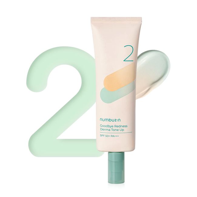 numbuzin No.2 Goodbye Redness Derma Tone Up | Color Corrector, Green to Beige, Derma Ingredients, Tea Tree Leaf | 1.69 fl oz