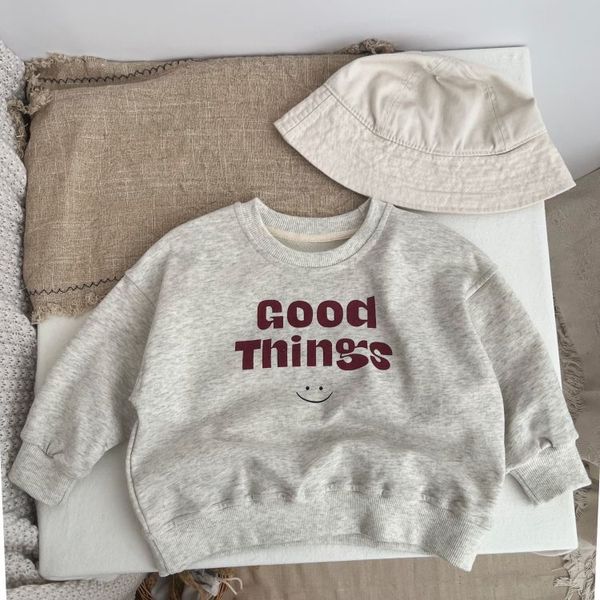 Baby Slogan Print Pattern O-Neck Pullover Hoodie - 80 (9-12M) / Grey