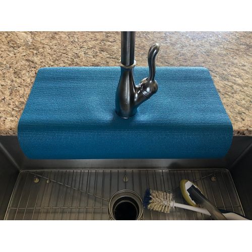 Dark Teal Single Kitchen Sink Faucet Splash Guard, protects faucet area from water damage, constant wiping, and chipping, copyright 2017/TM(4), Patent approved (17 in width x 23 length)