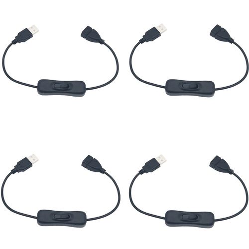 USB Switch, CESFONJER 4pcs 30cm USB Extension Cable with On/Off Switch, Fits for Small Desk Lamps/Fans and LED Lights