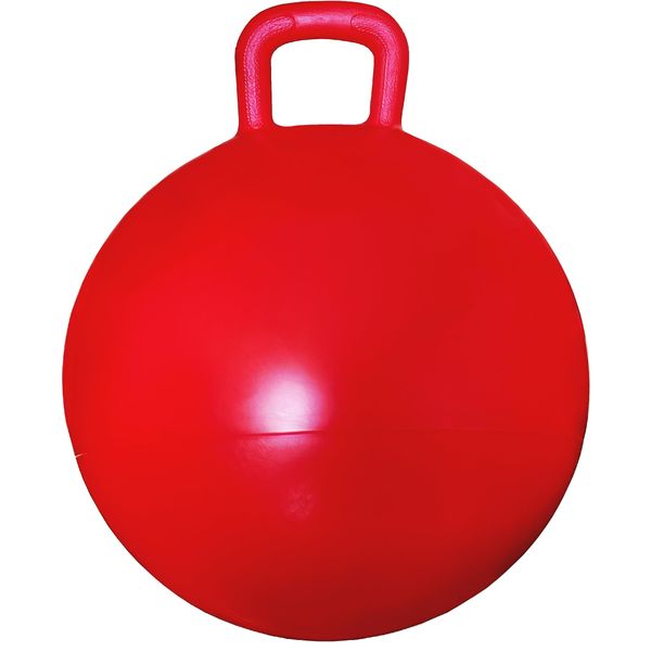 AppleRound Hippity Hoppity Jumping Ball with Ball Pump, Bouncy Ball with Handle, 20in/50cm Diameter for Age 7-9, Kangaroo Bouncer, Space Hopper Ball with Handle for Children, Plain Color (Red)