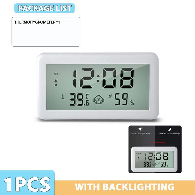 In/Out Temperature-Humidity Monitor with Clock and Jumbo Display