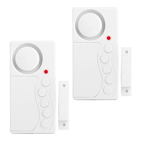 2Pcs Freezer Door Alarm, Safety Window Alarm, 3/15/30/60 Seconds Adjustable Delay Wireless Fridge Alarm, 4-In-1 Door Sensor Chime Door Open Alarm Loud 108dB