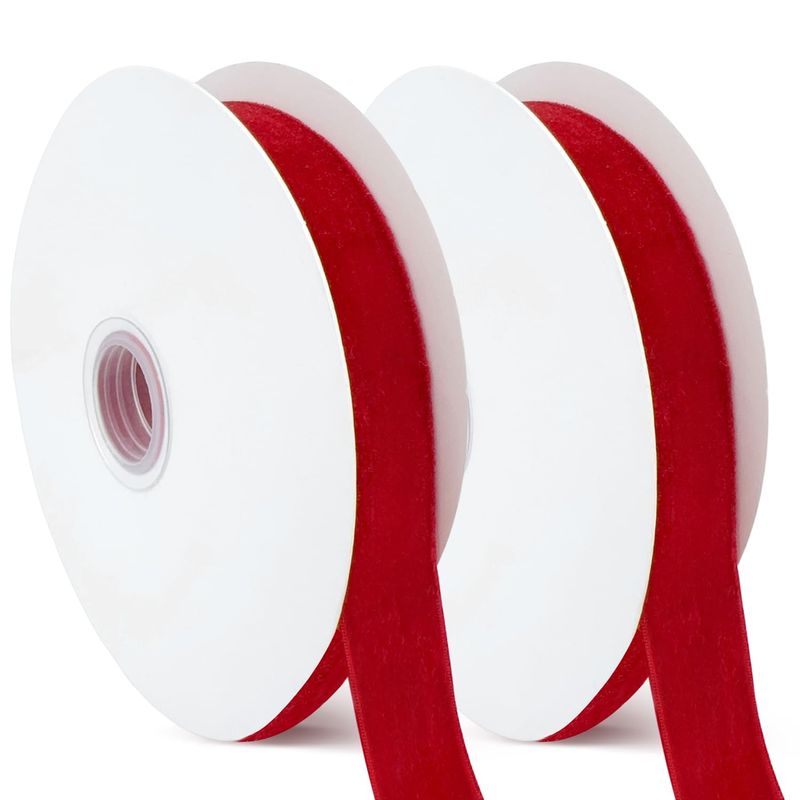 RIVIEVAL Velvet Ribbon, Red Velvet Ribbon 25mm X 20 Yard Soft Velvet ...