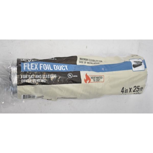 Everbilt Flexible Aluminum Foil Duct 4" x 25' For Gas/Electric Dryer Vent