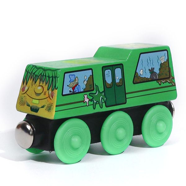 Wooden Garbage Truck Toy - Trashy Terry - Zany Trains Series 1 - Wooden Train Set with Cargo - Compatible with All Wooden Train Sets - Wooden Toddler Recycling Vehicle - Gross Trash Train