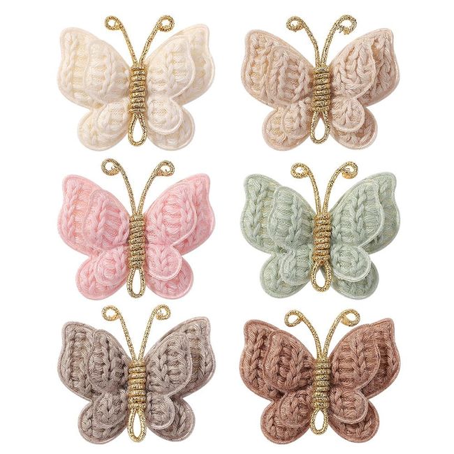 6 Pcs Butterfly Hair Clips for Girls, Handmade Kids Hair Barrettes, Cute Hair Clips Knitted Hair Pins Hair Styling Accessories for Girls Kids Teens