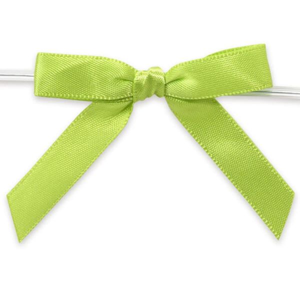 2" Lime Green Pre-Tied Satin Gift Bows with Twist Ties - 12/Pack - 1 Pack