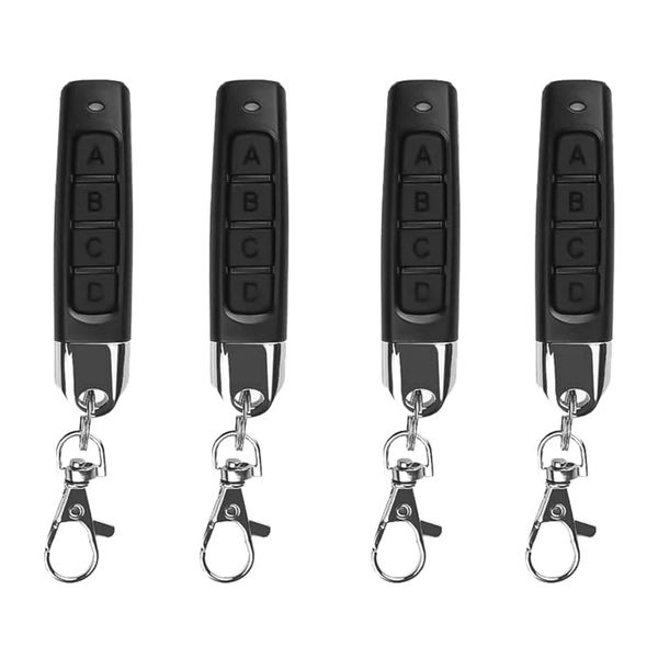 Universal Garage Door Opener, 433Mhz Replacement Garage Hand Transmitter Wireless Cloning Remote Control Key Fob 4 in 1 Remote Control Duplicator for Car Roller Shutter Garage Door (4 Pack)