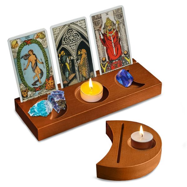 2 Pcs Tarot Card Holder Stand Wooden Tarot Card Display Stand Divination Tarot Accessories Tarot Board Altar Stand - Display Your Daily Affirmation Cards - Witchy Room Decor