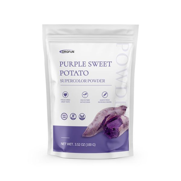 ORGFUN Purple Sweet Potato Powder, 100% Natural Ube (Purple Yam) Powder, Locally Sourced 3.5 Oz