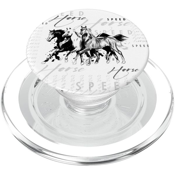 3 beautiful horses, black white drawing PopSockets PopGrip for MagSafe