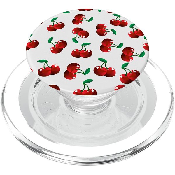 Cherry Pattern on White PopSockets PopGrip: Swappable Grip for Phones & Tablets PopSockets PopGrip for MagSafe