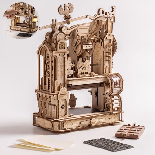 Wowood 3D Puzzles for Adults, STEM Building Kits for Kids, DIY Mechanical Gears Wooden Puzzles, Birthday Gifts for Men/Women (Classic Printing Press)