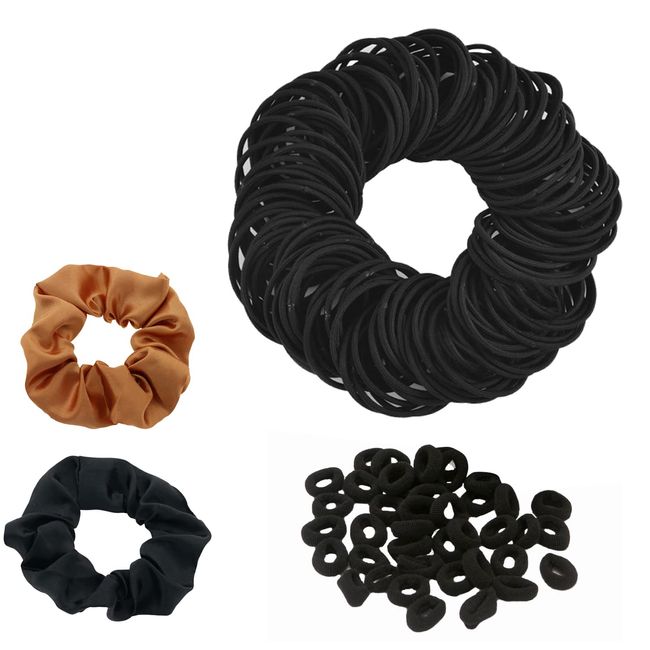 100 Stück schwarze Nylon-Haarband, 50 Stück Mini-Haarreif, ohne Verdicktes Metall, für Kinder und Erwachsene, sexy, mit 2 Satin-Haarreifen für Damen, geeignet für verschiedene Haarfarben