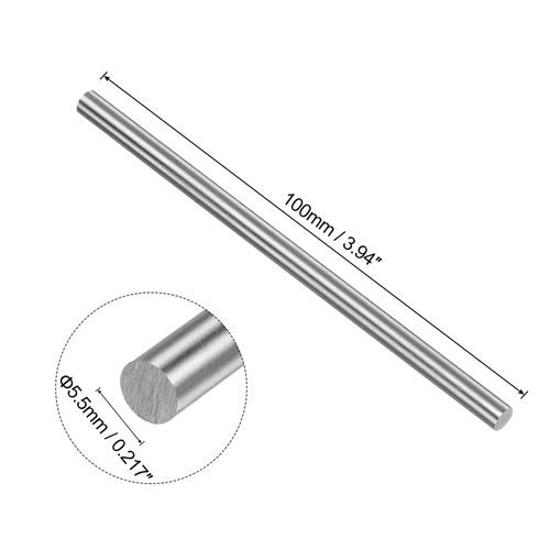 sourcing map 2pcs Round Steel Metal Rods, 5.5mm x 100mm High Speed Steel (HSS) Lathe Bar Stock Tool, for Shaft Gear Drill Lathes Boring Machine Turning Miniature DIY Craft